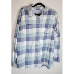 Carhartt Rugged Flex Relaxed Fit Plaid Button Down‎ Shirt Womens 2X Blue